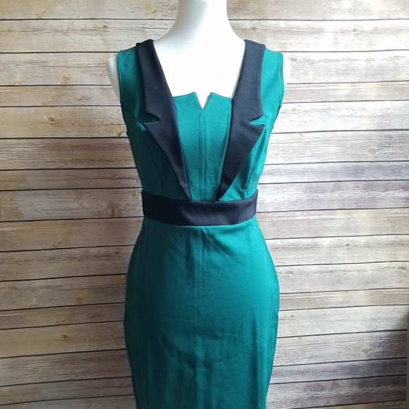 Modcloth Lapel in Love Sheath Dress in Pine NWOT - Picture 4 of 7